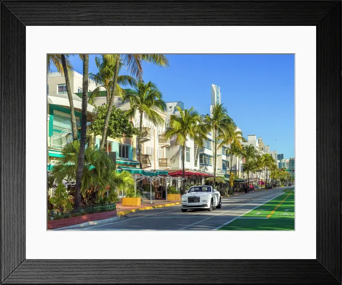 Framed Print : Rolls Royce driving along Ocean Drive Miami Art Deco District South Beach, Miami Beach, Miami, Florida, USA Framed Print : Rolls Royce driving along Ocean Drive Miami Art Deco District South Beach, Miami Beach, Miami, Florida, USA