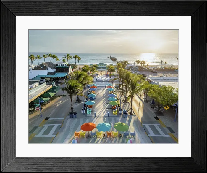 Framed Print : Anglers Fishing Pier, Sunrise, Fort Lauderdale, Miami Lauderdale by the Sea, Florida, USA