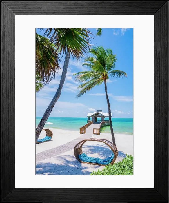 Framed Print : Tropical Beach with Wooden Pier Key West, Florida, USA Framed Print : Tropical Beach with Wooden Pier Key West, Florida, USA