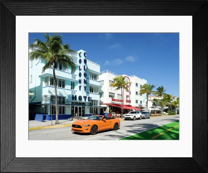 Framed Print : Orange Ford Mustang Convertible, Art Deco District Ocean Drive, South Beach, Miami Beach, Miami, Florida, USA Framed Print : Orange Ford Mustang Convertible, Art Deco District Ocean Drive, South Beach, Miami Beach, Miami, Florida, USA
