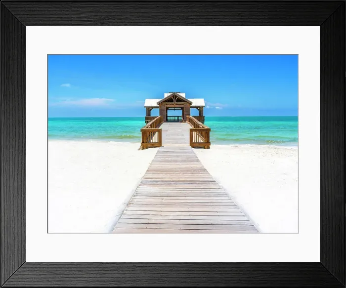 Framed Print : Tropical Beach, Wooden Pier Key West, Florida, USA Framed Print : Tropical Beach, Wooden Pier Key West, Florida, USA