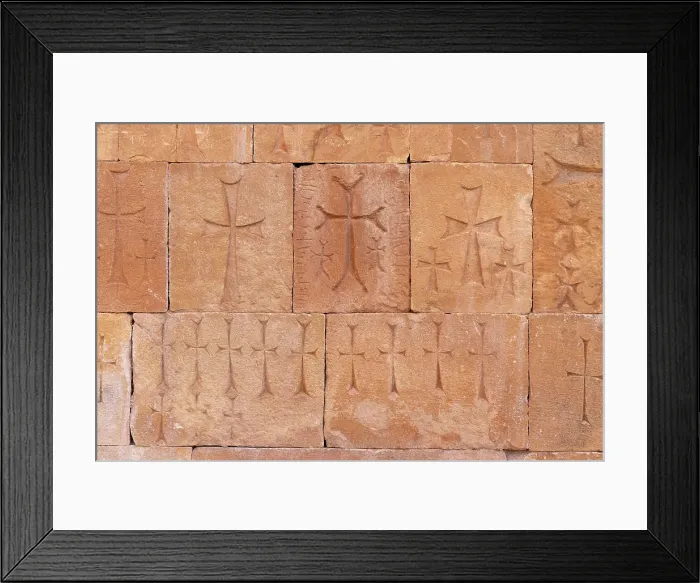 Framed Print : Crosses carved into the facade of Noravank Monastery, Noravank, Armenia Framed Print : Crosses carved into the facade of Noravank Monastery, Noravank, Armenia