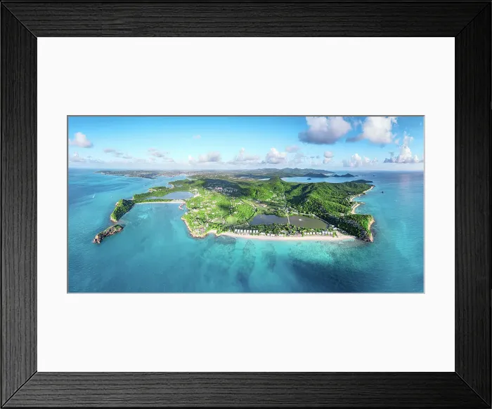Framed Print : Aerial view of luxury beach resort overlooking the coral reef, Galley Bay, Antigua, Antigua & Barbuda, Caribbean, West Indies Framed Print : Aerial view of luxury beach resort overlooking the coral reef, Galley Bay, Antigua, Antigua & Barbuda, Caribbean, West Indies
