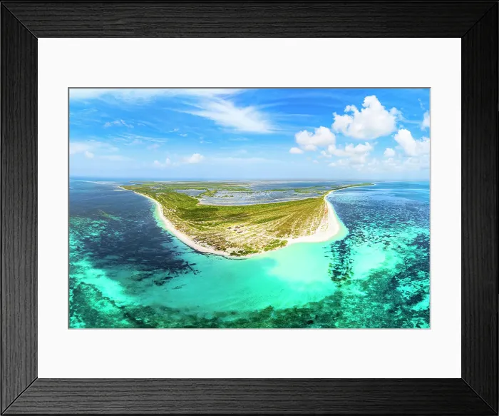 Framed Print : Aerial panoramic view of 17-Mile Beach and lagoon washed by crystal blue sea, Barbuda, Antigua & Barbuda, Caribbean, West Indies Framed Print : Aerial panoramic view of 17-Mile Beach and lagoon washed by crystal blue sea, Barbuda, Antigua & Barbuda, Caribbean, West Indies