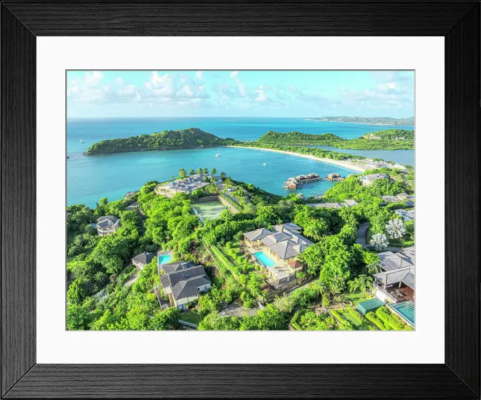 Framed Print : Luxury holiday villas with pools, Galley Bay Heights, Antigua, Caribbean Framed Print : Luxury holiday villas with pools, Galley Bay Heights, Antigua, Caribbean