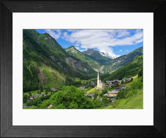 Framed Print : Pfarrkirche Heiligenblut church in front of Grossglockner mountain, East Tyrol, Austria Framed Print : Pfarrkirche Heiligenblut church in front of Grossglockner mountain, East Tyrol, Austria