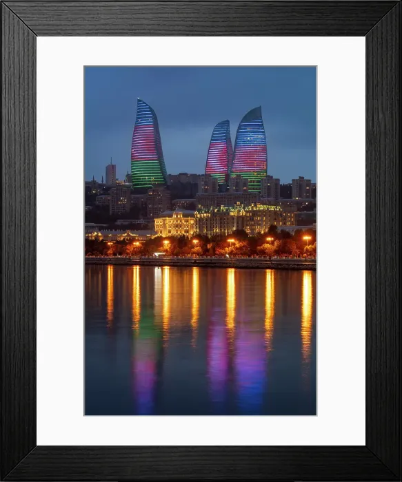 Framed Print : Flame Towers at night, Baku, Azerbaijan Framed Print : Flame Towers at night, Baku, Azerbaijan