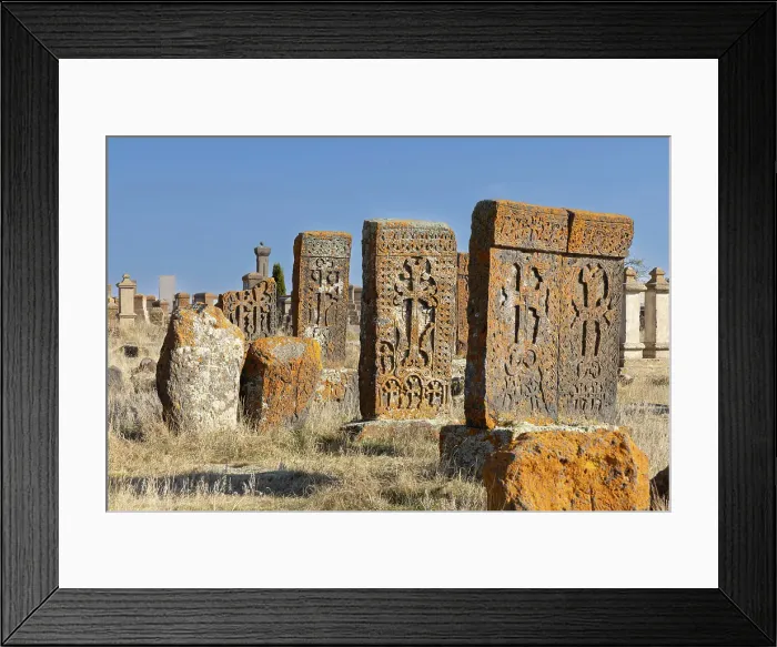 Framed Print : Early Khachkars (carved memorial stones), Noratus Cemetery, Gegharkunik Province, Armenia Framed Print : Early Khachkars (carved memorial stones), Noratus Cemetery, Gegharkunik Province, Armenia