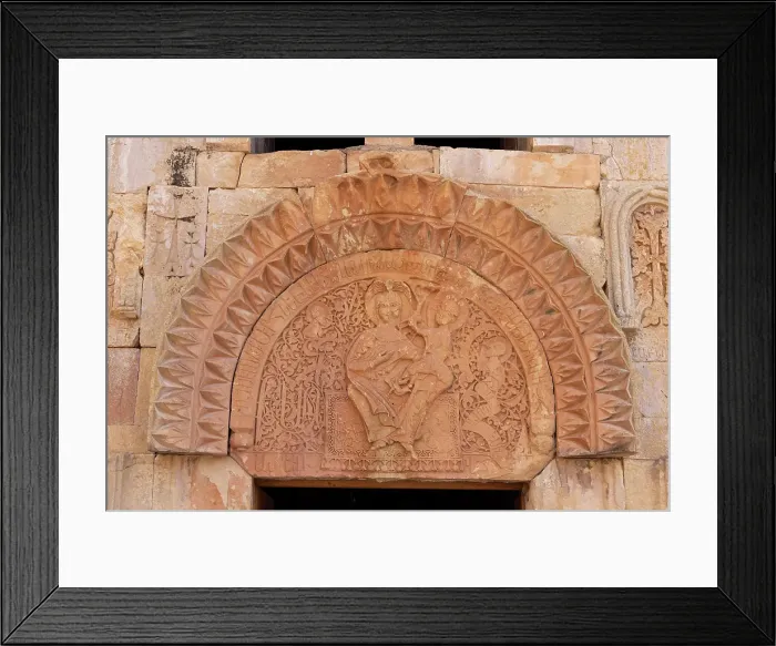 Framed Print : Lintel above the entrance to Noravank Monastery, Noravank, Armenia