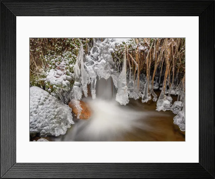 Framed Print : Ice formations with dusting of snow around a small stream, Greater Sudbury, Ontario, Canada Framed Print : Ice formations with dusting of snow around a small stream, Greater Sudbury, Ontario, Canada