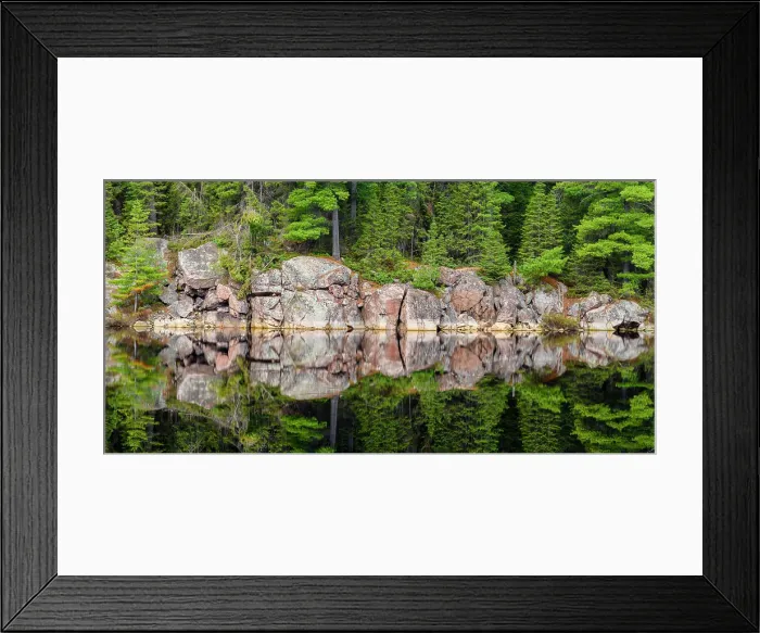 Framed Print : Precambrian granite reflected in a beaver pond in early spring, Cartier, Ontario, Canada Framed Print : Precambrian granite reflected in a beaver pond in early spring, Cartier, Ontario, Canada