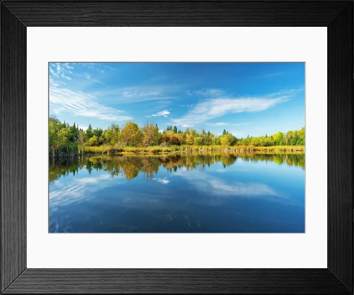 Framed Print : Clouds reflected along the Pinawa Channel Heritage Walk. Pinawa, Manitoba, Canada