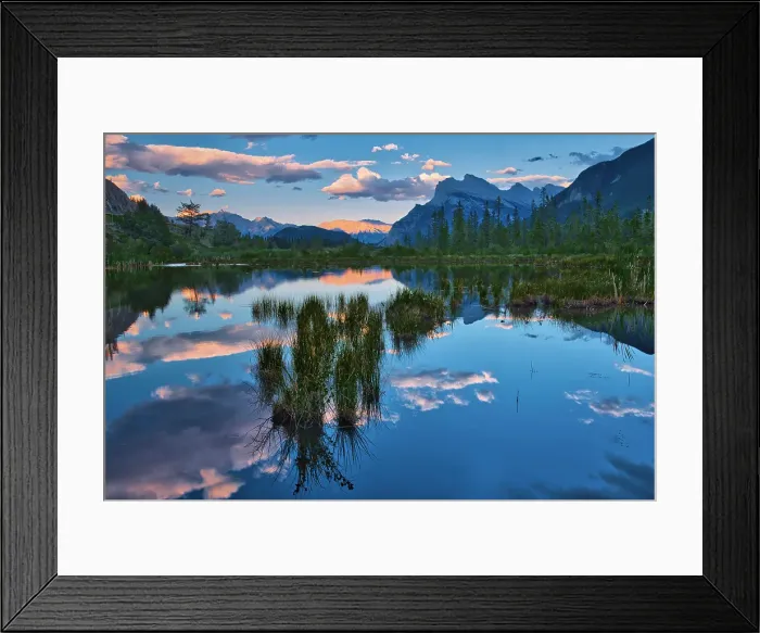 Framed Print : Reflection of Mt. Rundle and Vermilion Lakes at sunset, Banff National Park, Alberta, Canada Framed Print : Reflection of Mt. Rundle and Vermilion Lakes at sunset, Banff National Park, Alberta, Canada