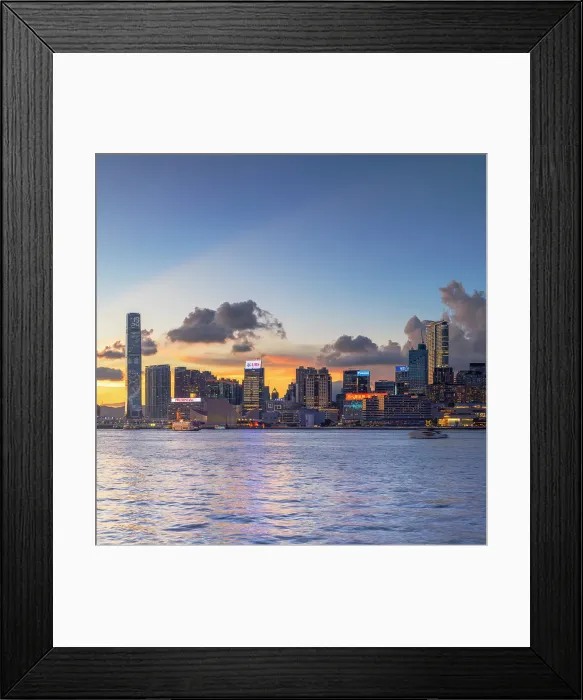 Framed Print : Kowloon skyline at sunset, Hong Kong Framed Print : Kowloon skyline at sunset, Hong Kong