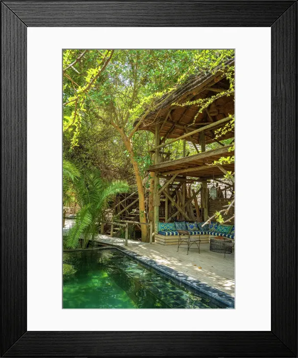 Framed Print : Africa, Botswana, Kasane. The pool area of the Bakwena Lodge