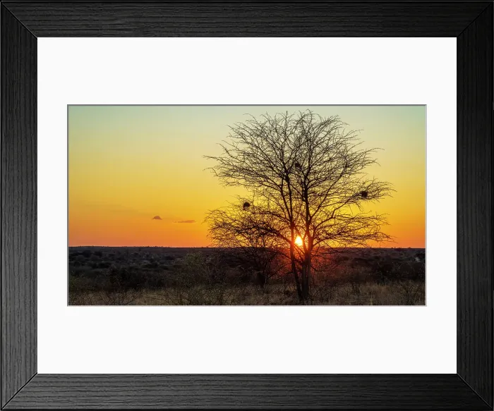 Framed Print : Africa, Botswana, Kalahari, Deception Valley lodge. Sunset with panorama over the valley Framed Print : Africa, Botswana, Kalahari, Deception Valley lodge. Sunset with panorama over the valley