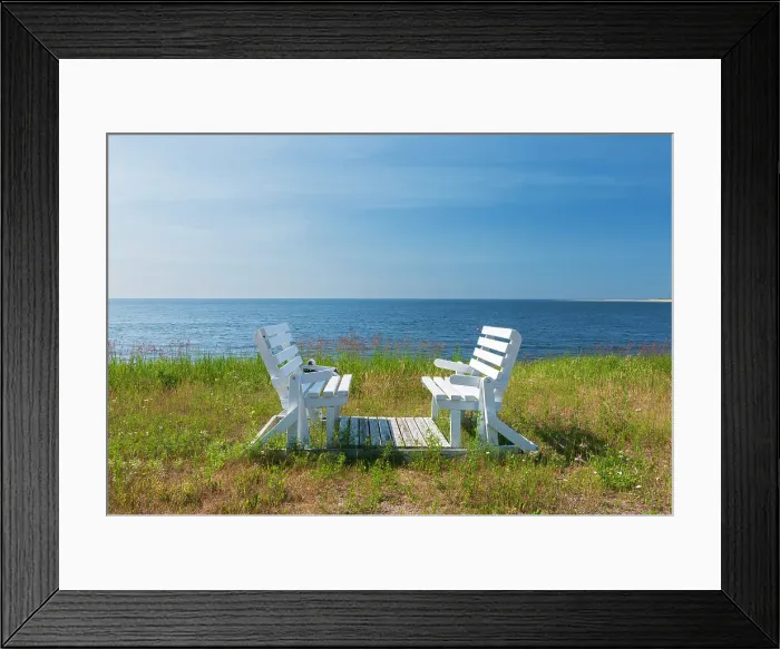 Framed Print : Bench Swing along the St. Lawrence River, Godbout, Quebec, Canada Framed Print : Bench Swing along the St. Lawrence River, Godbout, Quebec, Canada