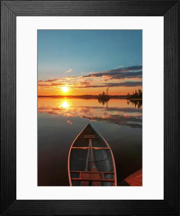 Framed Print : Canoe on shore of Lac-des-Sables at sunrise Belleterre, Quebec, Canada Framed Print : Canoe on shore of Lac-des-Sables at sunrise Belleterre, Quebec, Canada