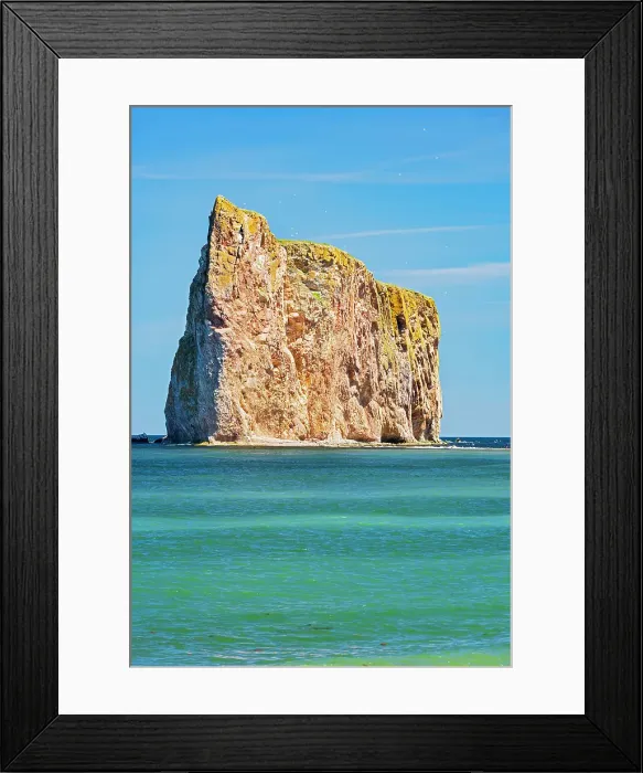 Framed Print : Rocher-Perce (Perce Rock) in the Gulf of St. Lawrence (Atlantic Ocean) Parc national de l'Ile-Bonaventure-et-du-Rocher-Perce, Quebec, Canada Framed Print : Rocher-Perce (Perce Rock) in the Gulf of St. Lawrence (Atlantic Ocean) Parc national de l'Ile-Bonaventure-et-du-Rocher-Perce, Quebec, Canada