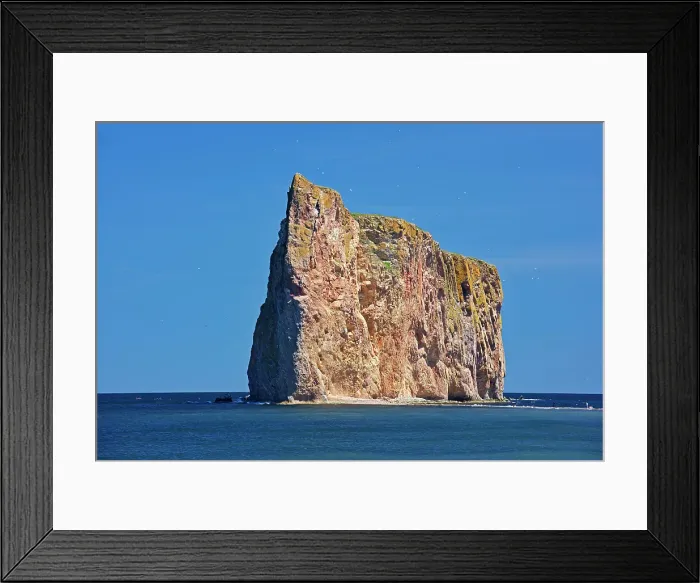 Framed Print : Perce Rock, a masive rock formation in the Gulf of Saint Lawrence (Atlantic Ocean) on the tip of the Gaspe Peninsula, Quebec, Canada Framed Print : Perce Rock, a masive rock formation in the Gulf of Saint Lawrence (Atlantic Ocean) on the tip of the Gaspe Peninsula, Quebec, Canada