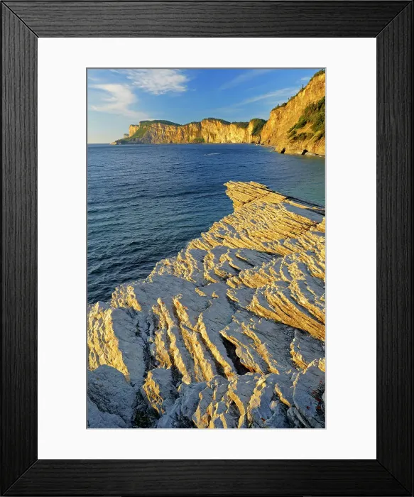 Framed Print : Limestone cliffs along the Gulf of St. LAwrence (Atlantic Ocean), Quebec, Canada Framed Print : Limestone cliffs along the Gulf of St. LAwrence (Atlantic Ocean), Quebec, Canada