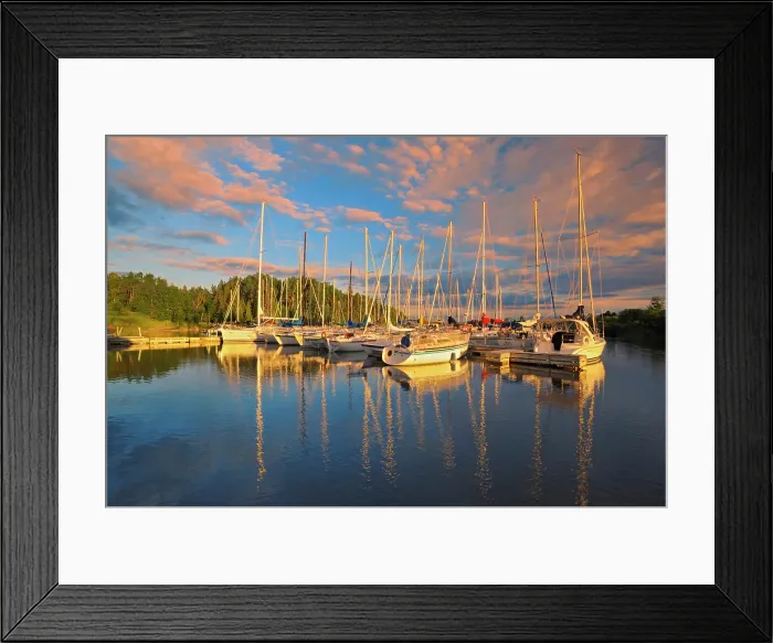Framed Print : Sailboats at sunset, Parc national de la Pointe-Taillon, Quebec, Canada