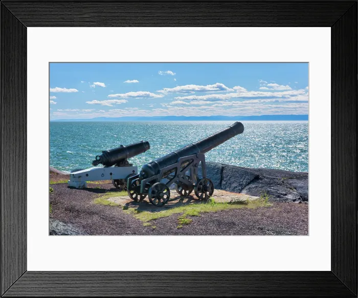 Framed Print : Old canons on the shore of the St. Lawrence River near the lighthouse, Quebec, Canada Framed Print : Old canons on the shore of the St. Lawrence River near the lighthouse, Quebec, Canada