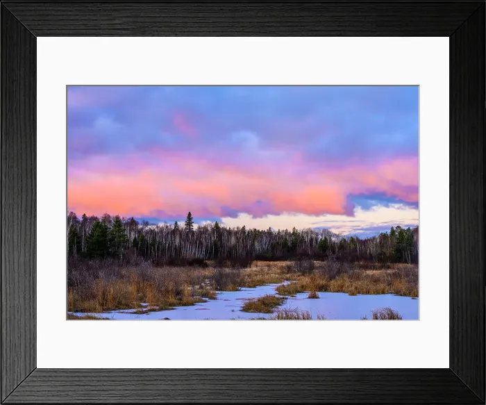 Framed Print : Morning clouds over a beaver pond at sunrise, Greater Sudbury, Ontario, Canada Framed Print : Morning clouds over a beaver pond at sunrise, Greater Sudbury, Ontario, Canada
