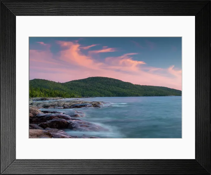 Framed Print : Lake Superior shreline at sunset, Neys Provincial Park, Ontario, Canada Framed Print : Lake Superior shreline at sunset, Neys Provincial Park, Ontario, Canada