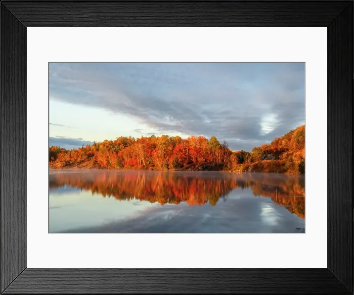 Framed Print : Autumn reflections in Simon Lake at dawn, Greater Sudbury, Ontario, Canada Framed Print : Autumn reflections in Simon Lake at dawn, Greater Sudbury, Ontario, Canada