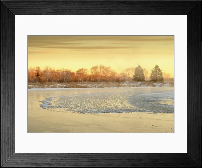Framed Print : Junction creek at dawn in winter, Greater Sudbury, Ontario, Canada