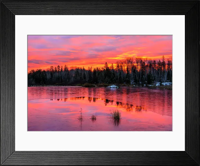 Framed Print : Beaver pond with early ice at dawn, Greater Sudbury, Ontario, Canada Framed Print : Beaver pond with early ice at dawn, Greater Sudbury, Ontario, Canada
