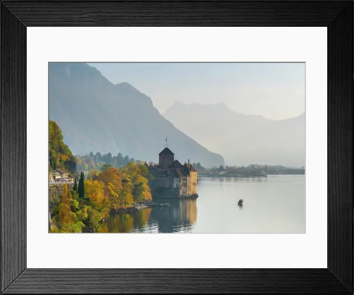 Framed Print : Chateau de Chillon, Dents du Midi & Lake Geneva (Lac Leman), Vaud, Switzerland Framed Print : Chateau de Chillon, Dents du Midi & Lake Geneva (Lac Leman), Vaud, Switzerland
