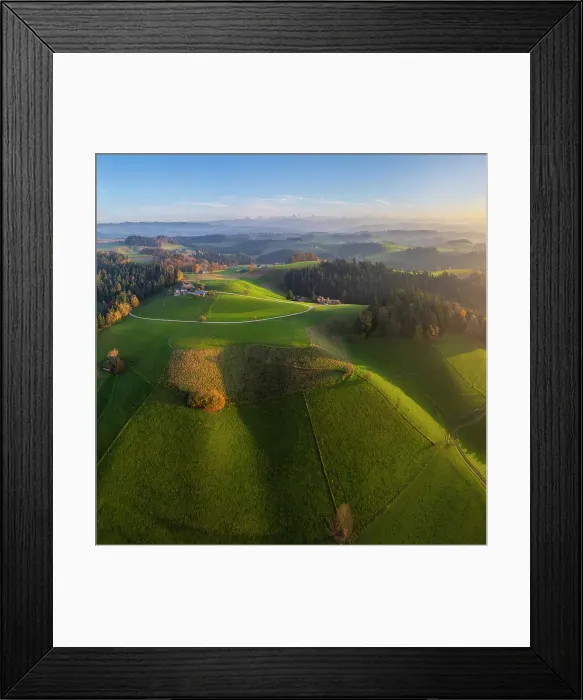 Framed Print : Fields and hills of the Emmental, Berner Oberland, Switzerland