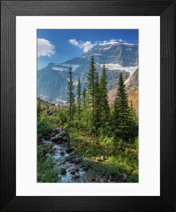 Framed Print : Cascading waterfall along the Edith Cavell Trail. Jasper National Park, Alberta, Canada Framed Print : Cascading waterfall along the Edith Cavell Trail. Jasper National Park, Alberta, Canada