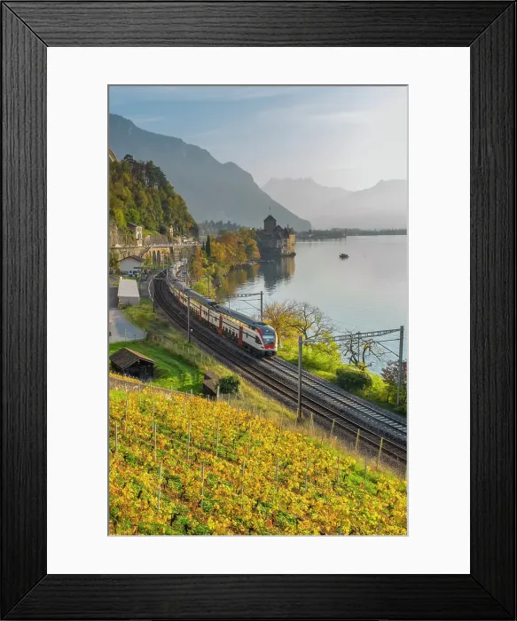 Framed Print : Chateau de Chillon, Dents du Midi & Lake Geneva (Lac Leman), Vaud, Switzerland Framed Print : Chateau de Chillon, Dents du Midi & Lake Geneva (Lac Leman), Vaud, Switzerland