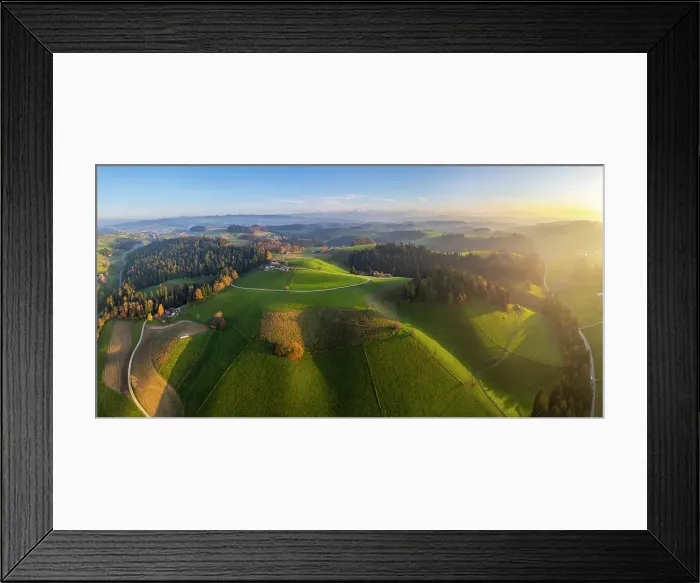 Framed Print : Fields and hills of the Emmental, Berner Oberland, Switzerland Framed Print : Fields and hills of the Emmental, Berner Oberland, Switzerland