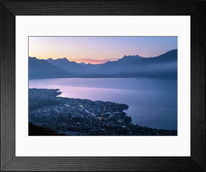 Framed Print : View over Vevey, Lake Geneva (Lac Leman), Vaud, Switzerland