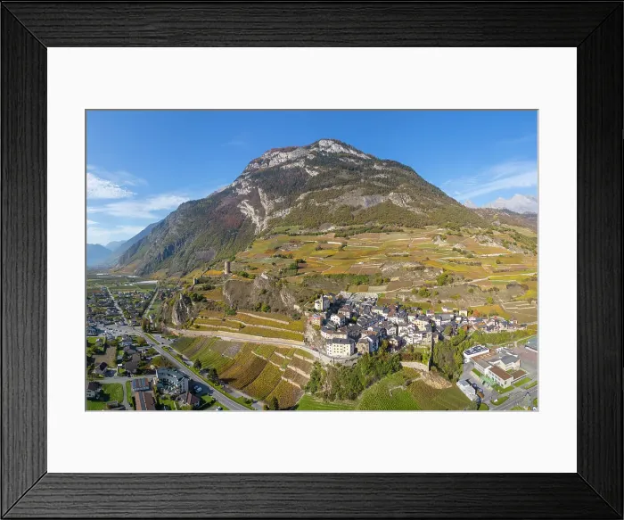 Framed Print : Tour Bayart and the village of Saillon, Rhone Valley, Valais, Switzerland Framed Print : Tour Bayart and the village of Saillon, Rhone Valley, Valais, Switzerland