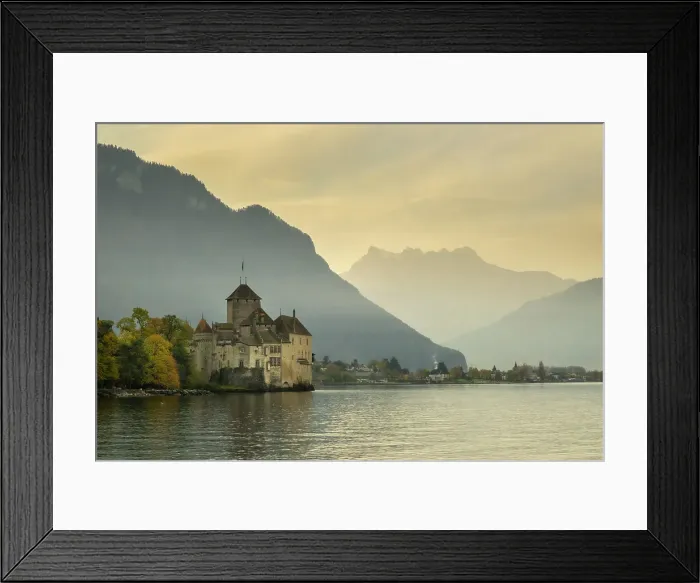 Framed Print : Chateau de Chillon, Dents du Midi & Lake Geneva (Lac Leman), Vaud, Switzerland Framed Print : Chateau de Chillon, Dents du Midi & Lake Geneva (Lac Leman), Vaud, Switzerland