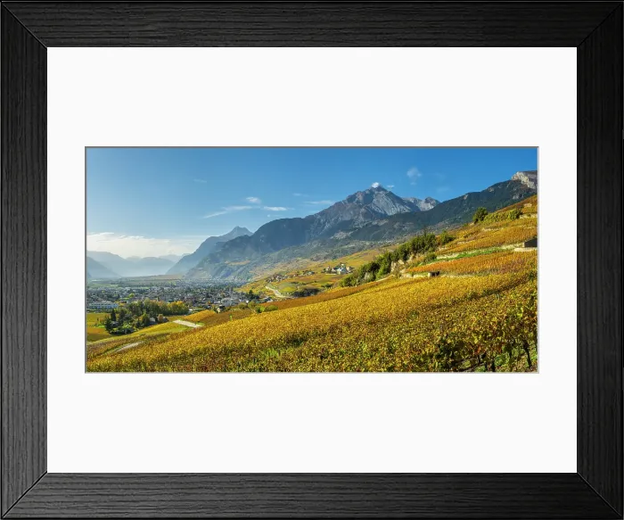 Framed Print : Vineyards above Vetroz, near Sion, Rhone Valley, Valais, Switzerland