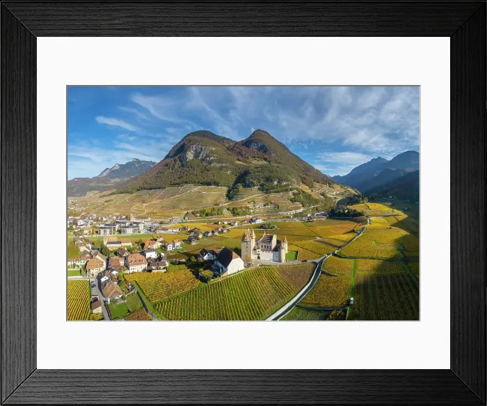 Framed Print : Chateau d'Aigle and vineyards, Aigle, Vaud, Switzerland Framed Print : Chateau d'Aigle and vineyards, Aigle, Vaud, Switzerland