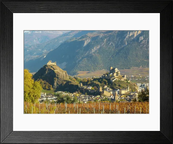 Framed Print : Chateau de Tourbillon & Basilique de Valere, Sion, Rhone Valley, Valais, Switzerland Framed Print : Chateau de Tourbillon & Basilique de Valere, Sion, Rhone Valley, Valais, Switzerland