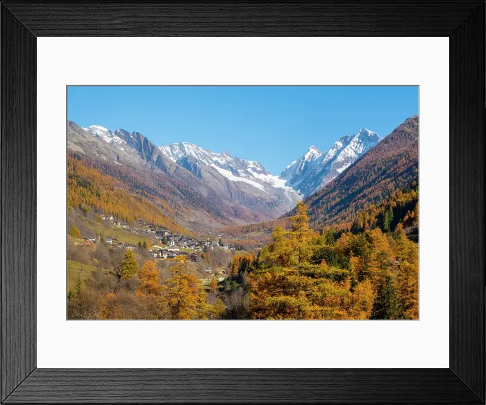 Framed Print : Lotschental Valley looking towards Kippel village, Valais, Switzerland Framed Print : Lotschental Valley looking towards Kippel village, Valais, Switzerland