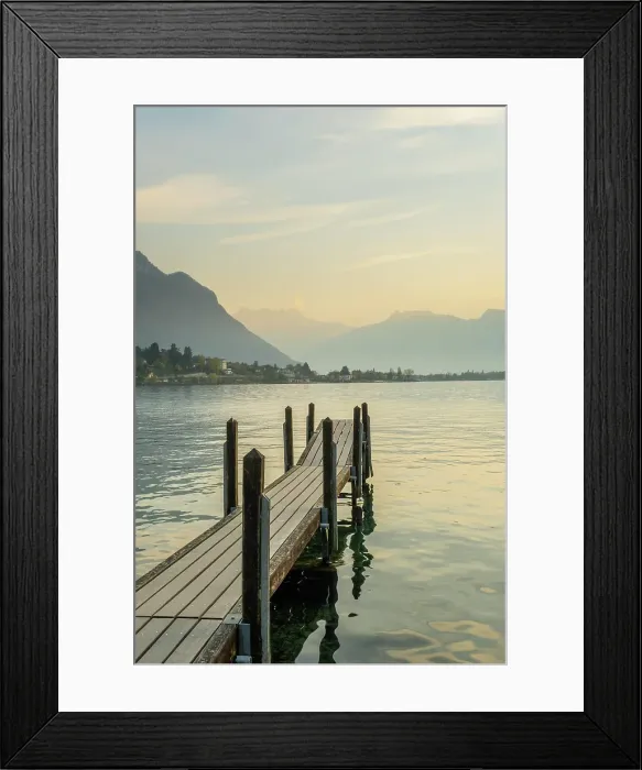 Framed Print : Jetty on Lake Geneva (Lac Leman), Vaud, Switzerland Framed Print : Jetty on Lake Geneva (Lac Leman), Vaud, Switzerland