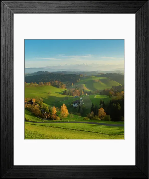 Framed Print : Fields and hills of the Emmental, Berner Oberland, Switzerland Framed Print : Fields and hills of the Emmental, Berner Oberland, Switzerland