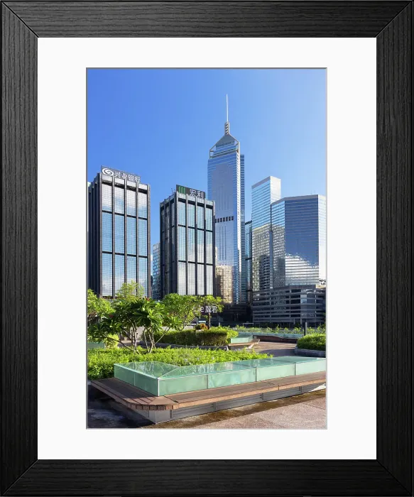 Framed Print : Central Plaza and skyscrapers from rooftop of Wan Chai Pier, Wan Chai, Hong Kong
