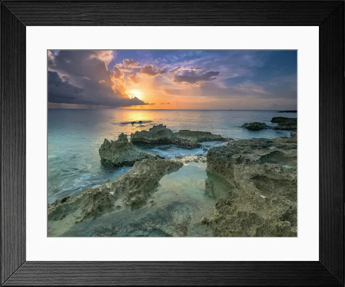 Framed Print : Sunset and tidal pool reflections along the ironshore of Grand Cayman, Cayman Islands, British West Indies Framed Print : Sunset and tidal pool reflections along the ironshore of Grand Cayman, Cayman Islands, British West Indies