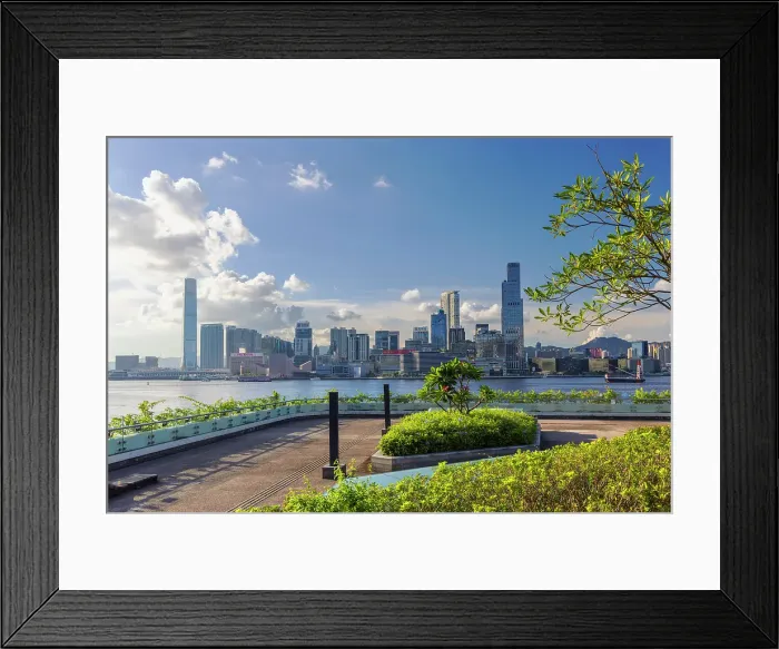 Framed Print : Skyline of Tsim Sha Tsui from rooftop of Wan Chai Pier, Hong Kong Framed Print : Skyline of Tsim Sha Tsui from rooftop of Wan Chai Pier, Hong Kong