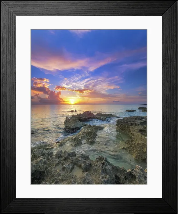 Framed Print : Sunset and tidal pool reflections along the ironshore of Grand Cayman, Cayman Islands, British West Indies Framed Print : Sunset and tidal pool reflections along the ironshore of Grand Cayman, Cayman Islands, British West Indies